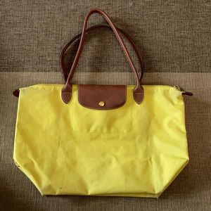 Longchamp Le Pliage yellow purse bag tote